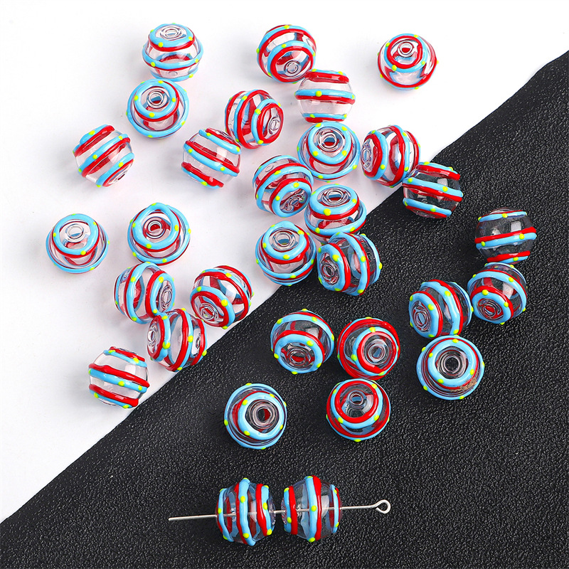 14mm water wave style red and blue circle 1 piece