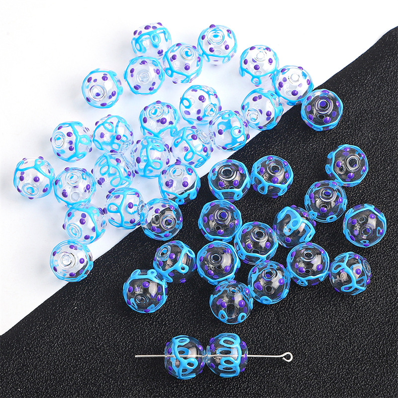 14mm pattern blue purple dot 1 piece