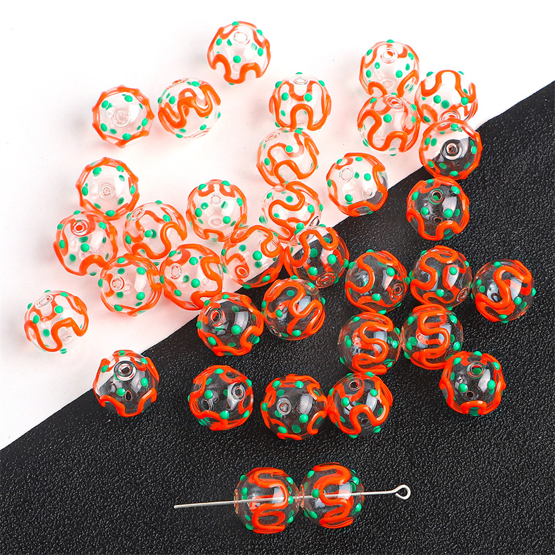 14mm pattern orange green dot 1 piece