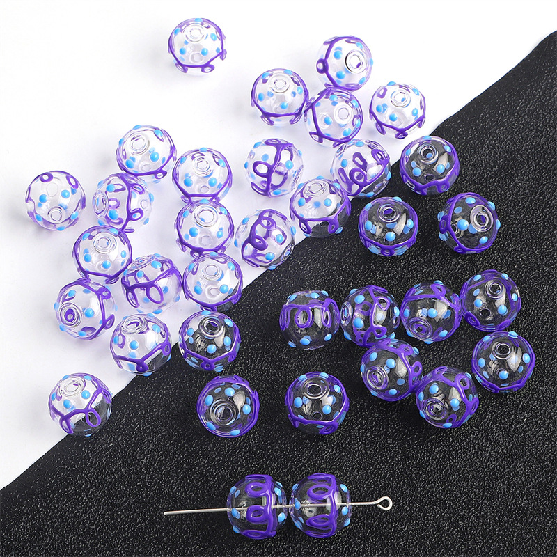 14mm pattern purple blue dot 1 piece