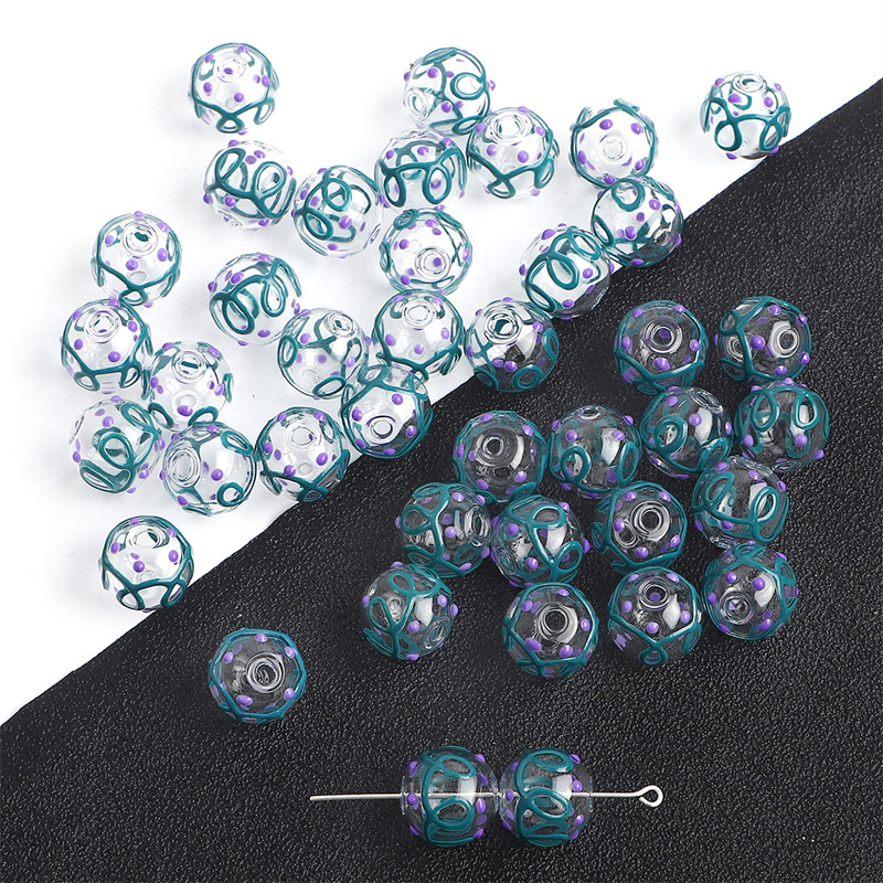 14mm pattern green purple dot 1 piece