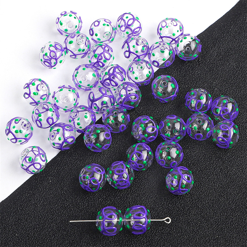 14mm pattern purple green dot 1 piece
