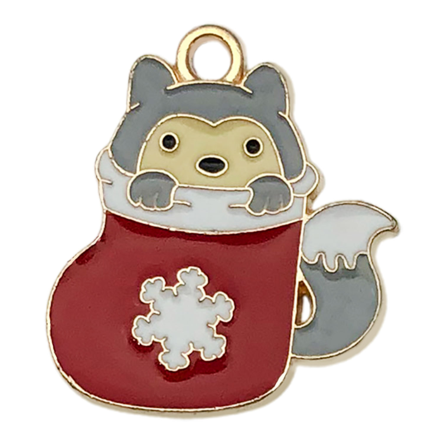 1 christmas stocking wolf fox 24x21mm-2.7g-21052