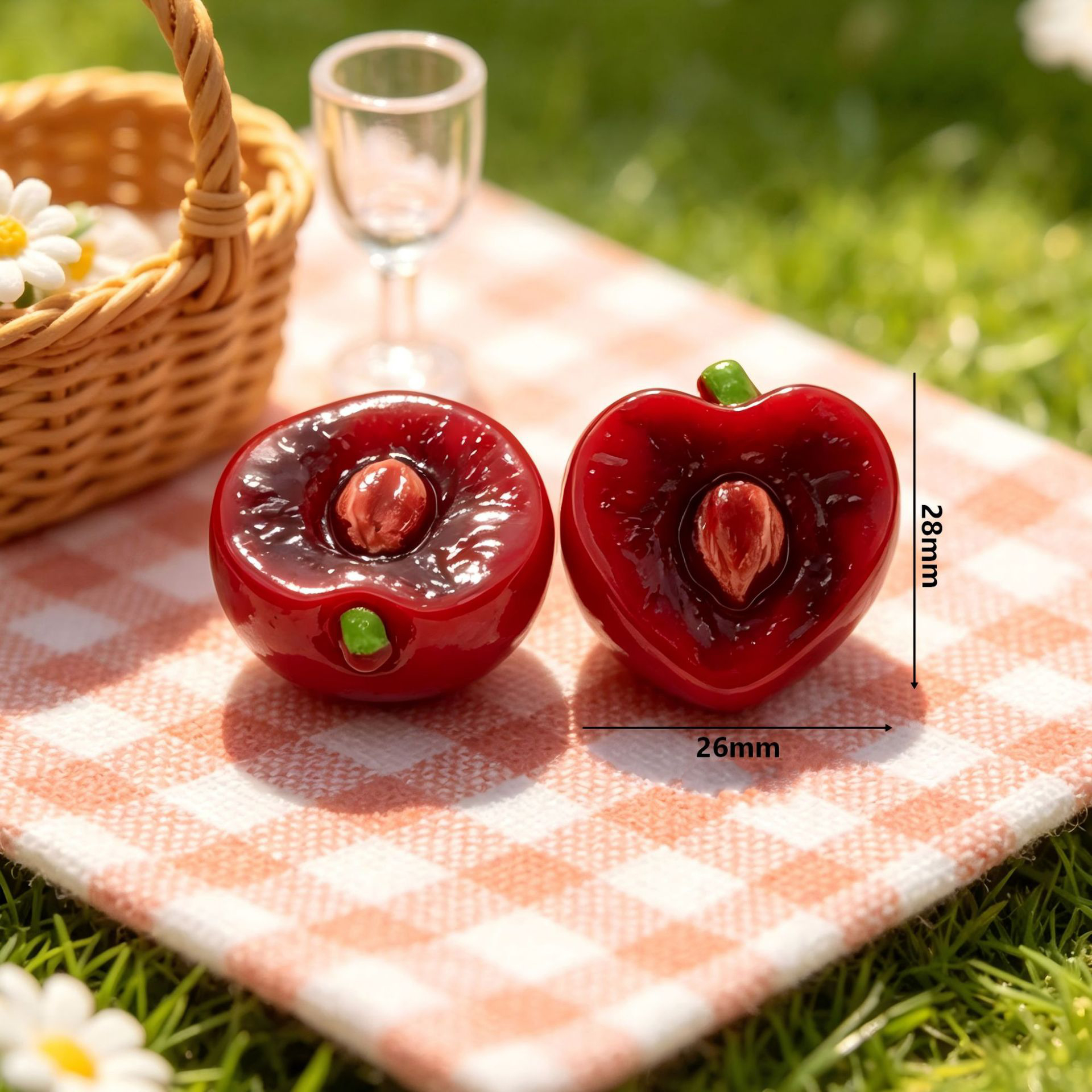 Simulated half-cut cherries