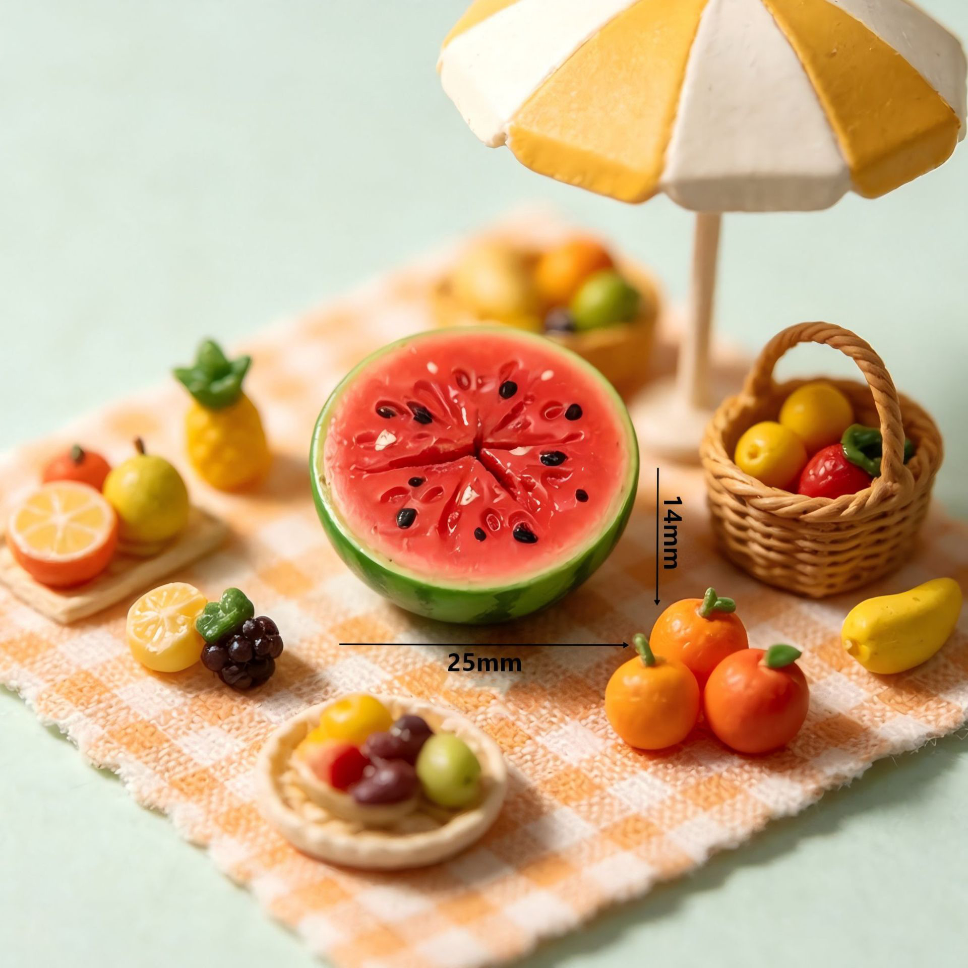 Simulated half-cut watermelon