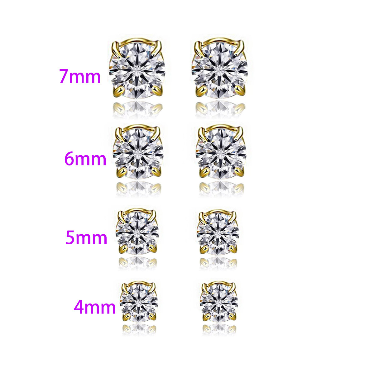 Golden white diamond set 4mm-7mm
