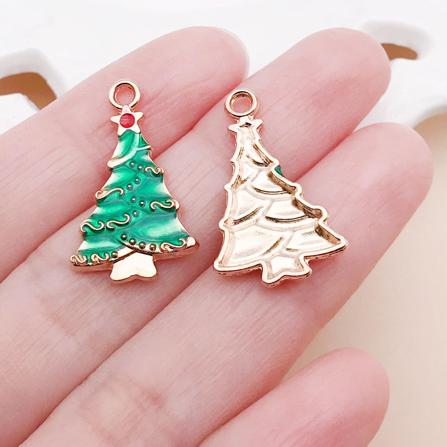 12510-1 14x24-1.2g green oil dripping zinc alloy christmas tree