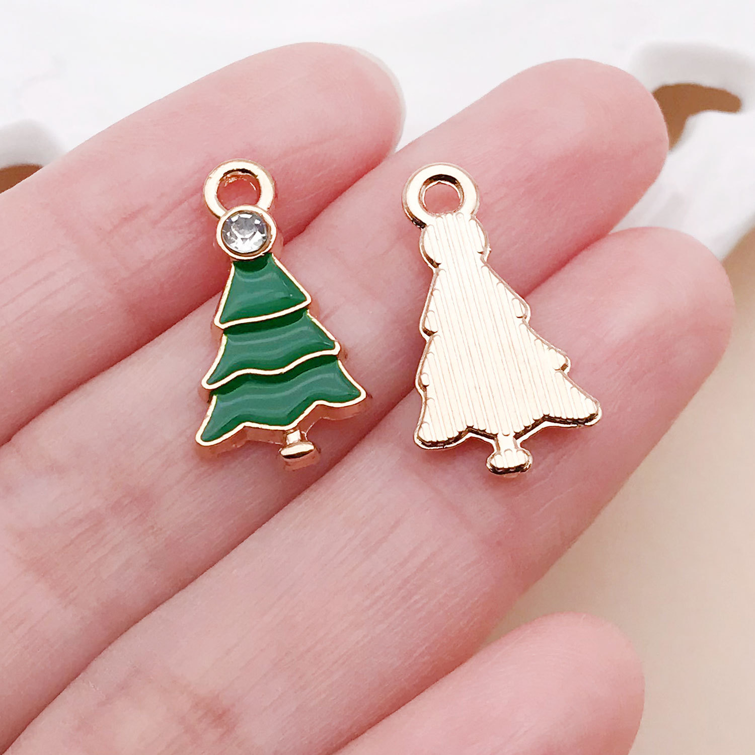 9903-1 10x20mm-0.9g oil dripping green dot diamond christmas tree