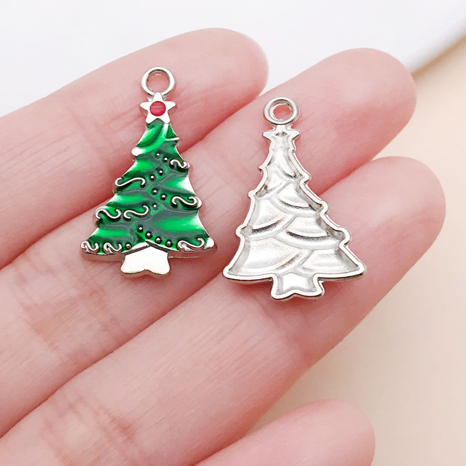 12631-1 14x24-1.1g green dripping white k zinc alloy christmas tree