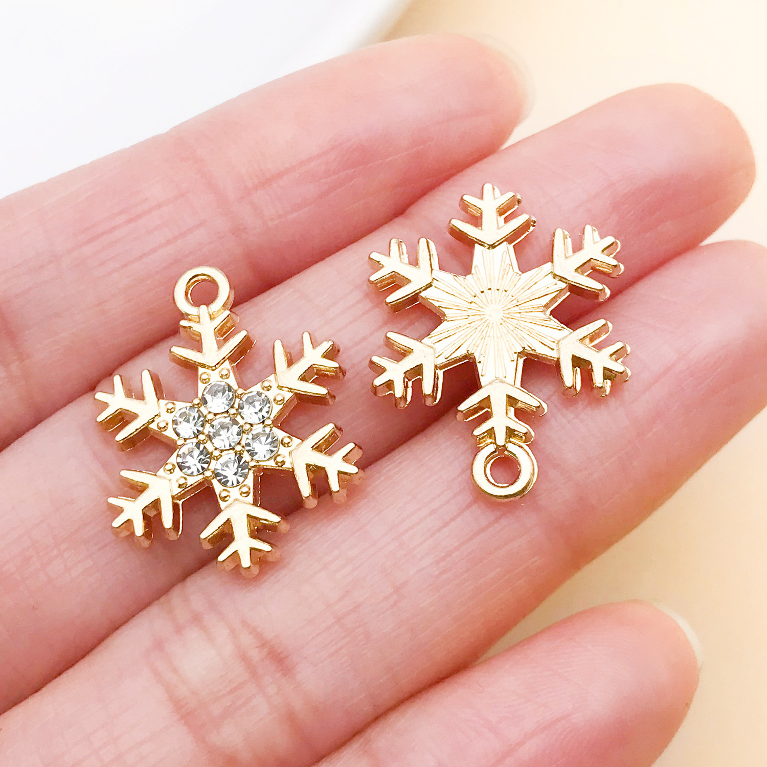 27051-1 piece 21.5x16mm-1.65g kc gold zinc alloy point diamond snowflake