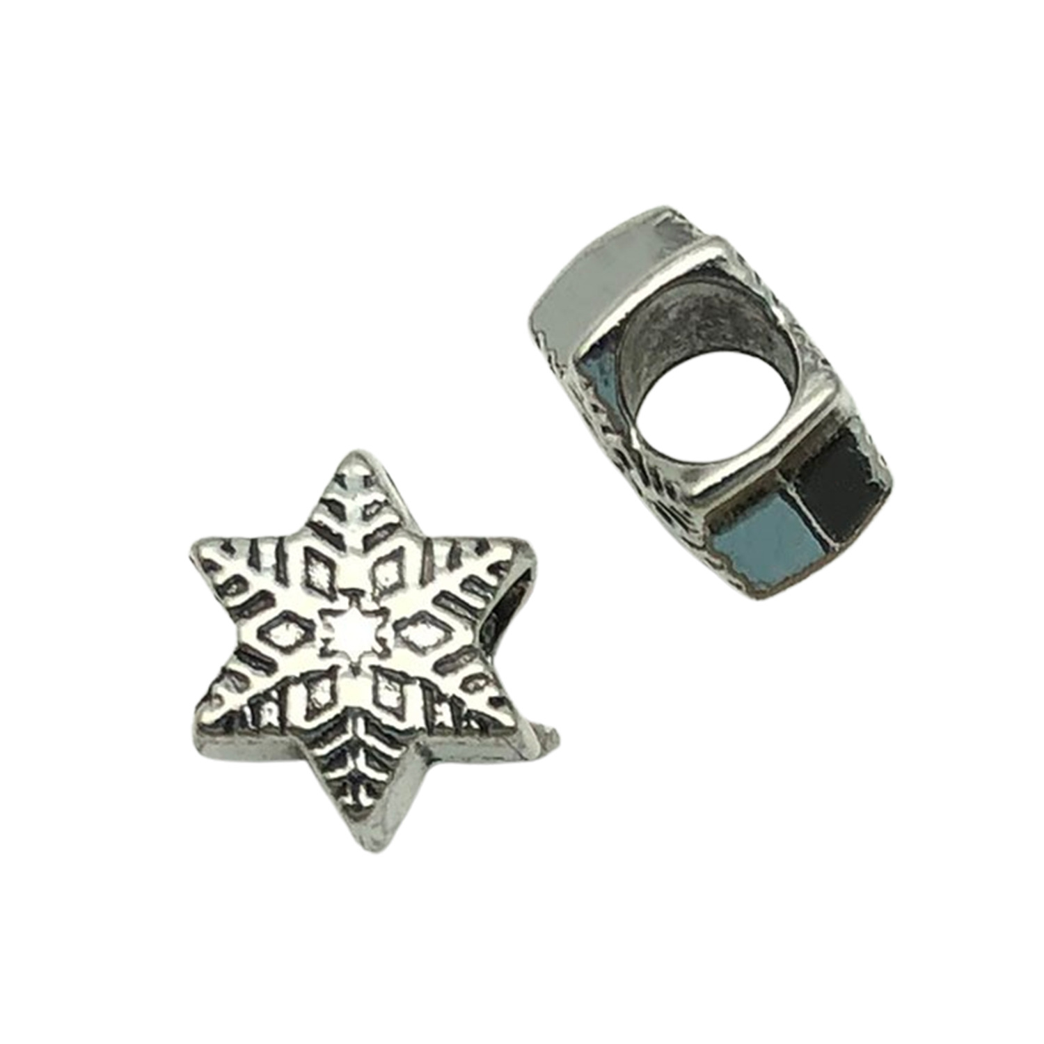 8797-6x9 hole 4.5mm-1.3g ancient silver hexagonal christmas snowflake panjia large hole beads