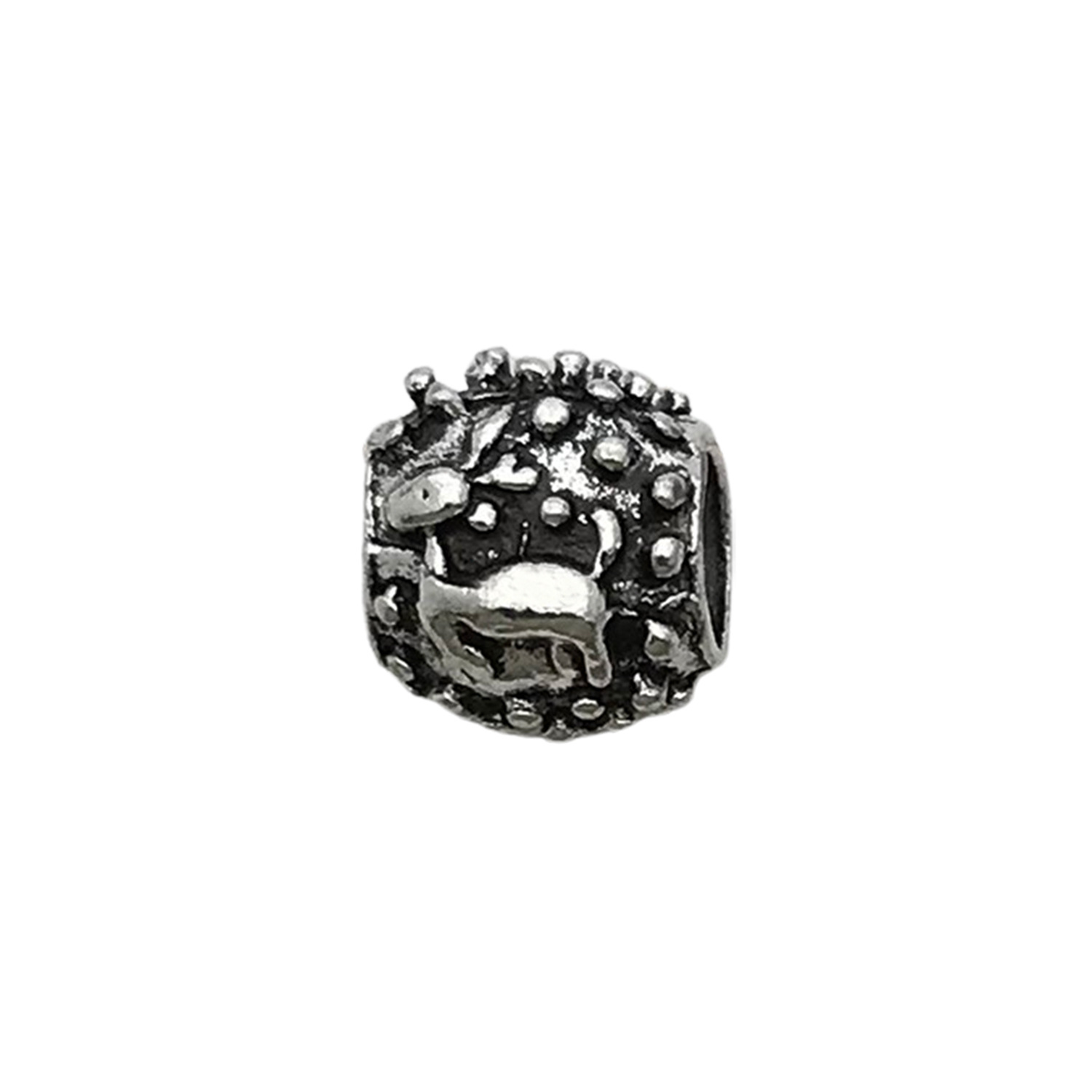 15190-10x9-2.3g ancient silver zinc alloy round christmas elk panjia large hole beads