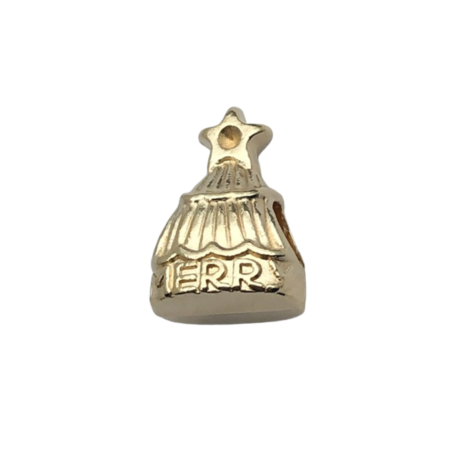 15882-11x15-2.9g-hole 4 kc gold zinc alloy triangle christmas hat panjia large hole beads