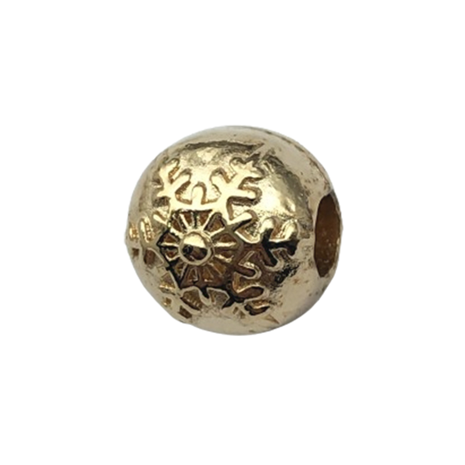15887-10x11-5.3g-hole 4 kc gold zinc alloy round christmas snowflake panjia large hole beads