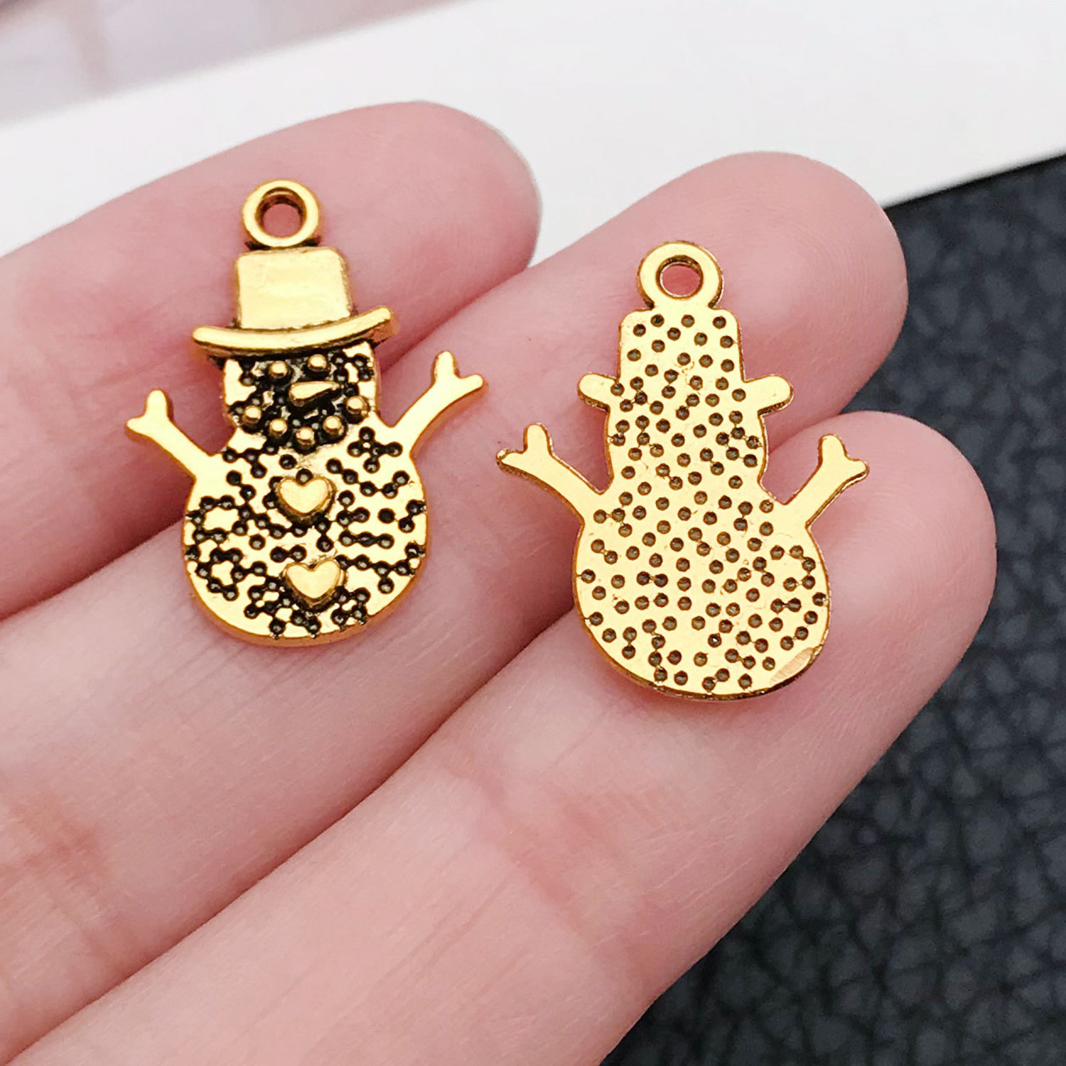 20057-ancient gold zinc alloy christmas snowman 15x20mm-0.9g