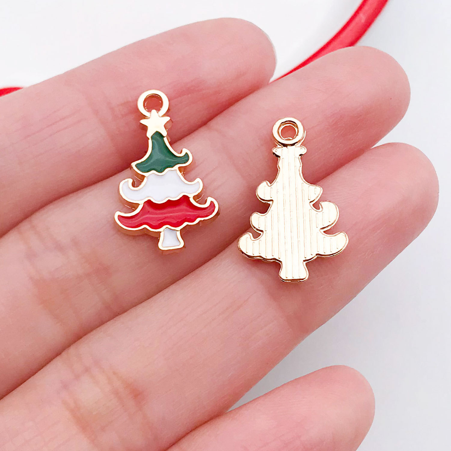 12260-1 kc gold dripping oil zinc alloy christmas tree 12x19mm-0.8g