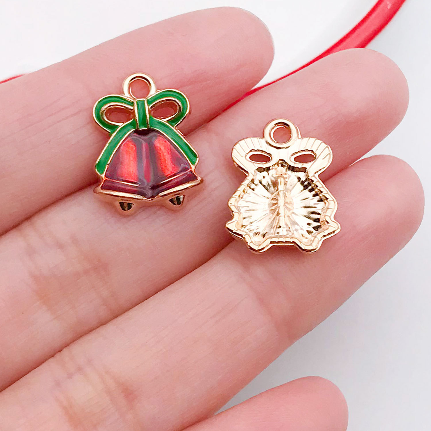 12526-1 red dripping oil zinc alloy christmas bell 13x13mm-1.7g