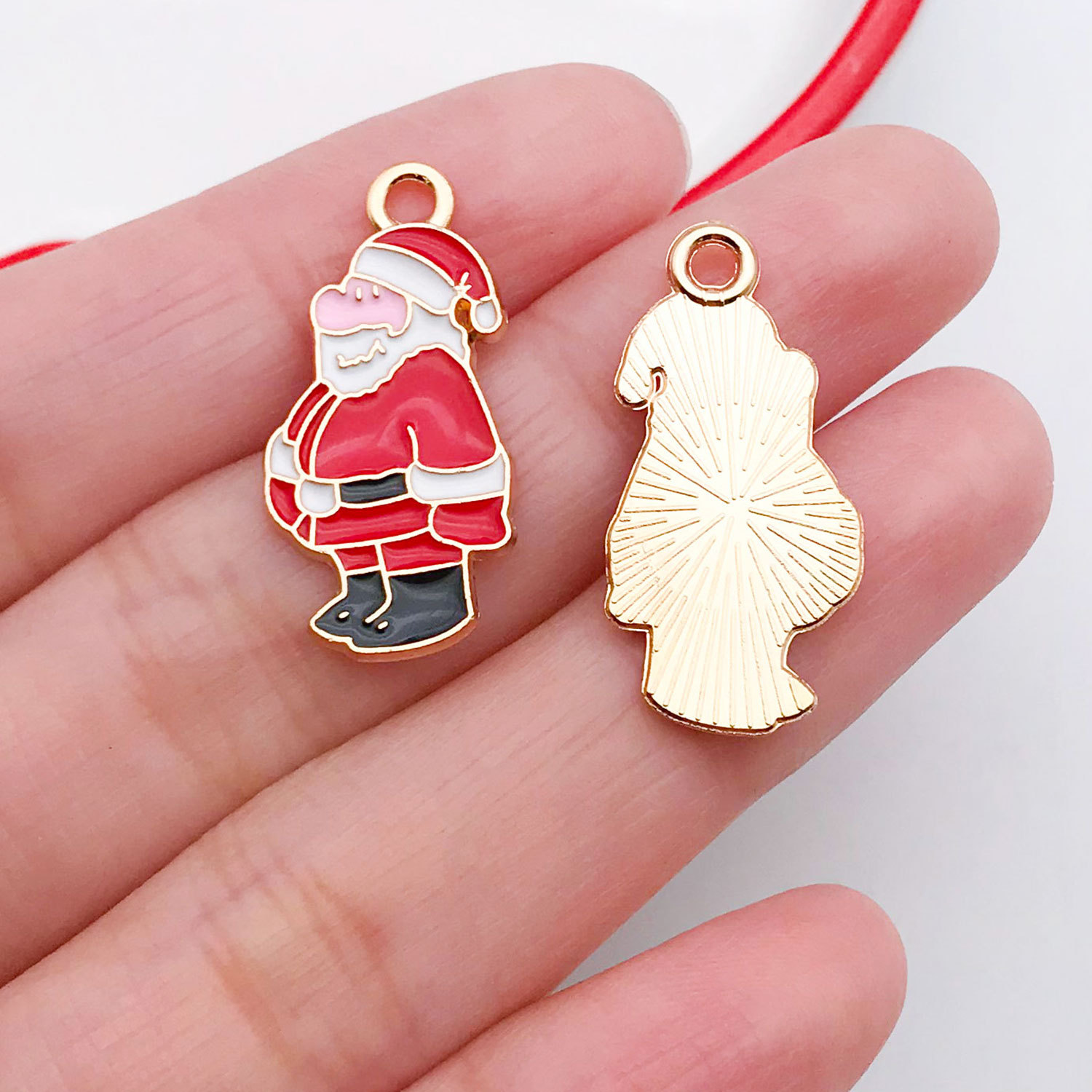 14176-1 red dripping oil zinc alloy santa claus 12x25mm-1.4g