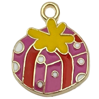 14265-1 kc gold drop oil zinc alloy christmas gift box 15x18mm-1.05g