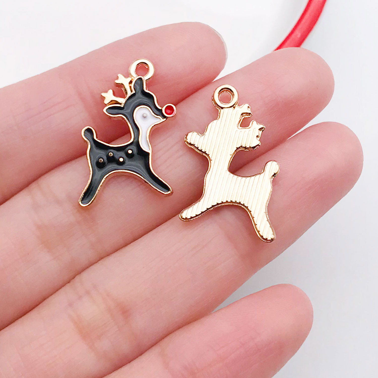 14270-1 black dripping oil zinc alloy christmas deer 14x21mm-1.2g