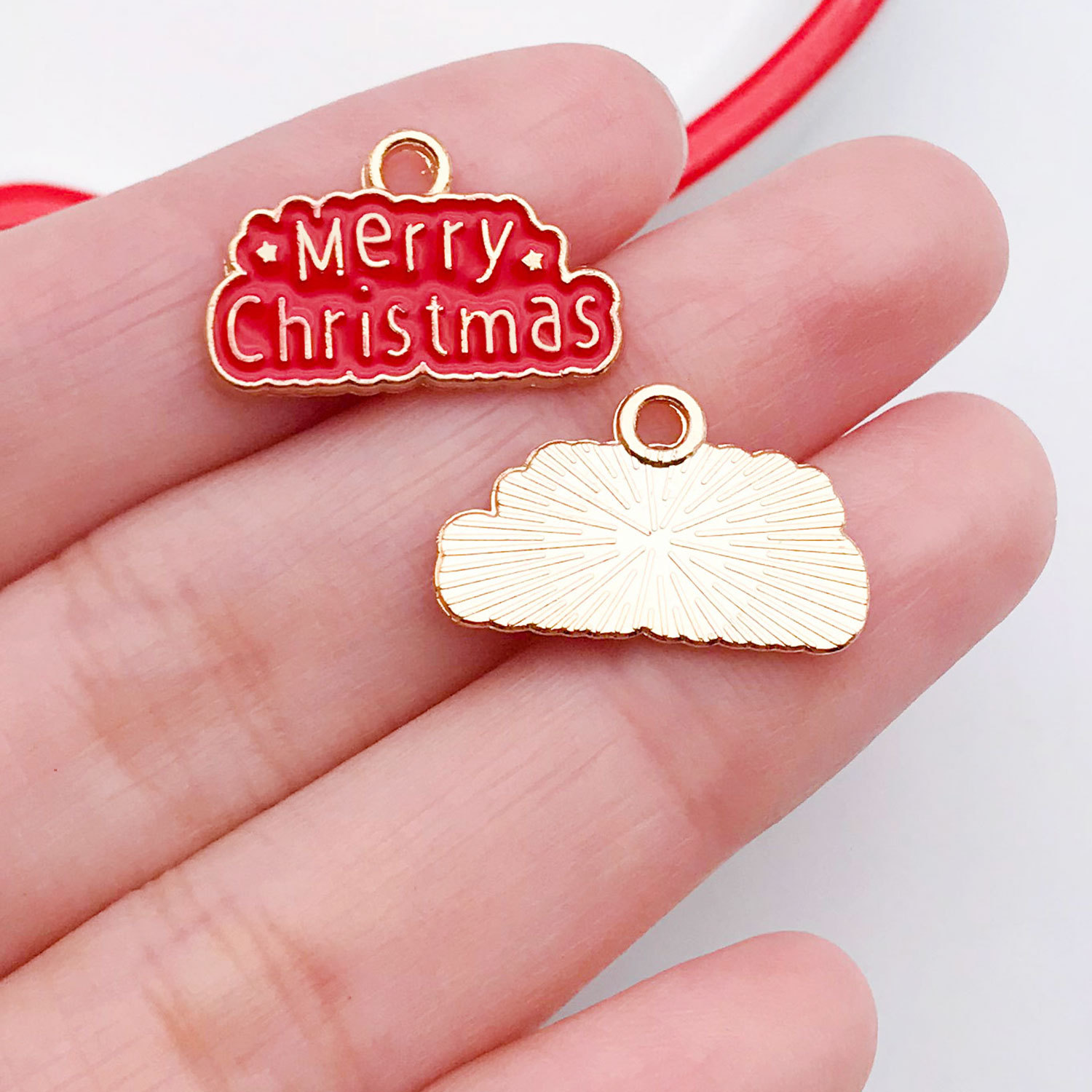 21049-1 red zinc alloy christmas letter brand merrychristmas13x20mm-1.3g