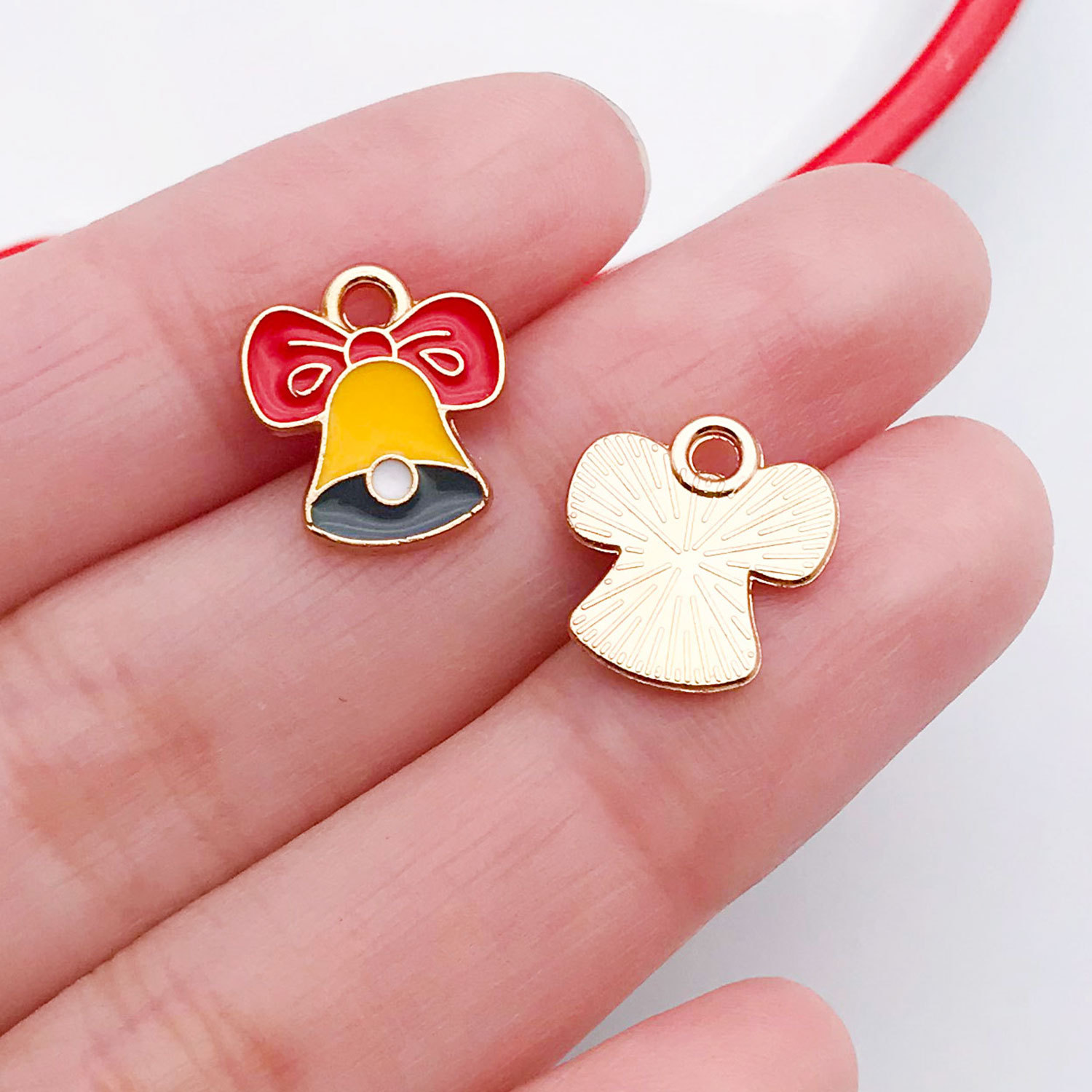 21058-1 yellow zinc alloy christmas bells 13x12mm-0.6g