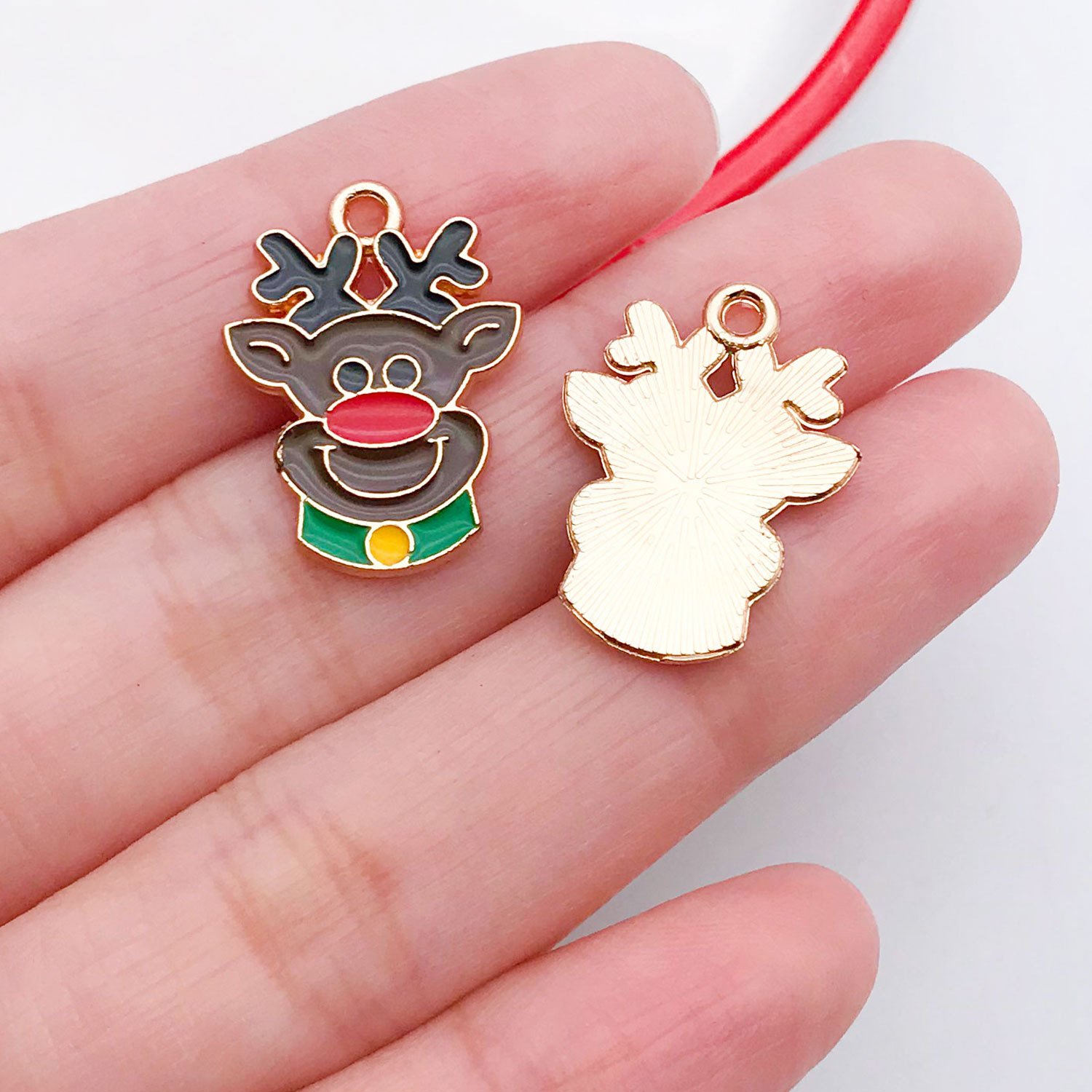 21063-1 zongzi color zinc alloy christmas elk head 21x16mm-1.2g