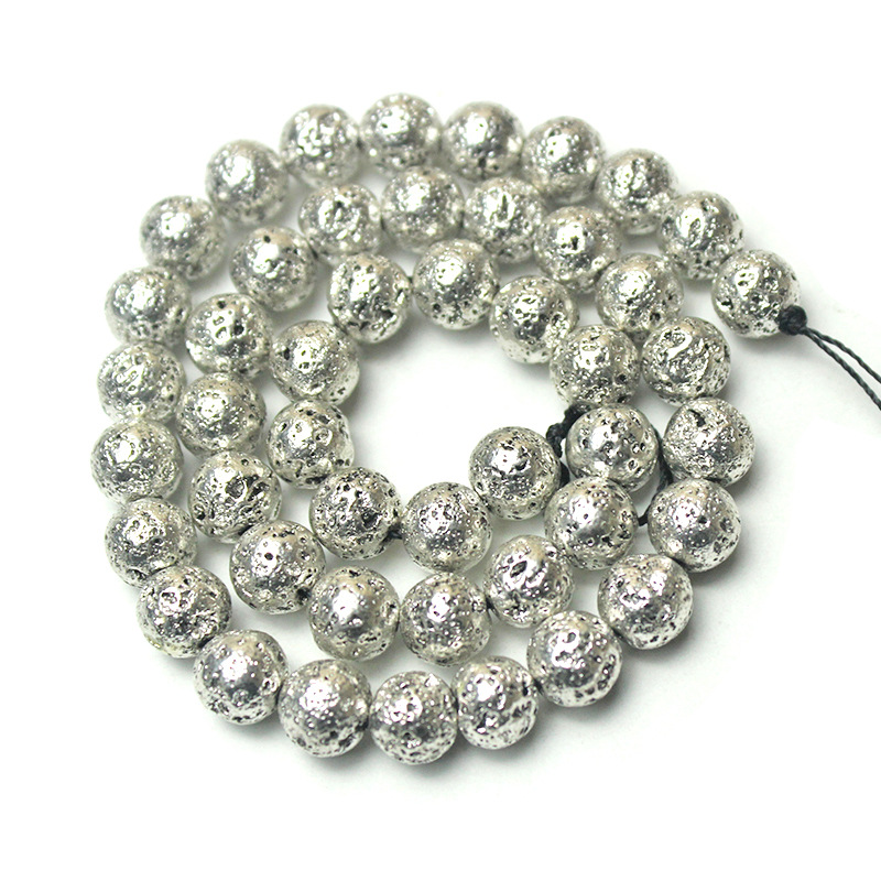 D42-4 electroplated volcanic stone-silver