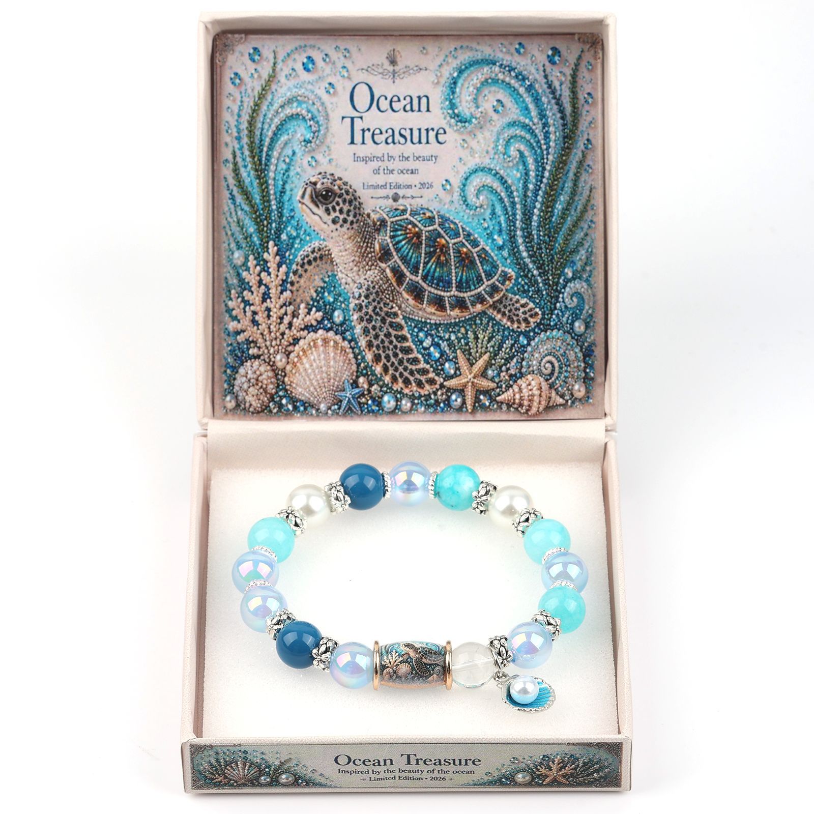 Sea Turtle Pearl Crystal Bracelet