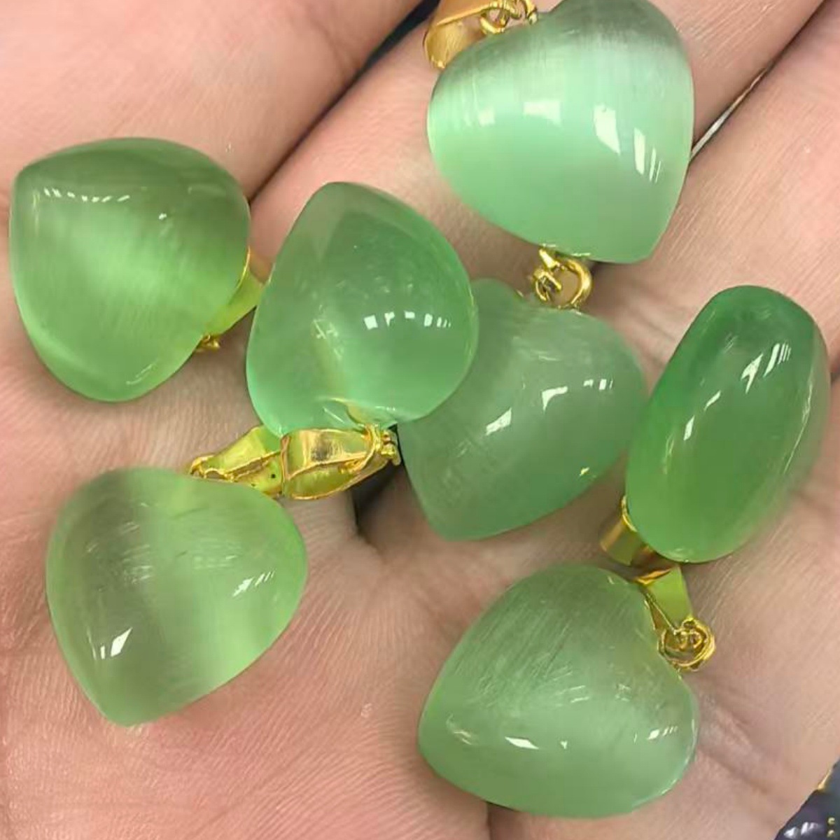Grass green cat eye (gold)