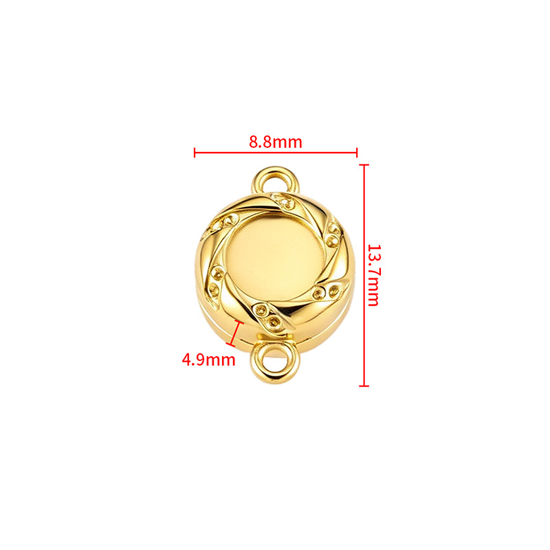Vacuum 18k gold 316L polished round lace magnetic clasp 8.8mm