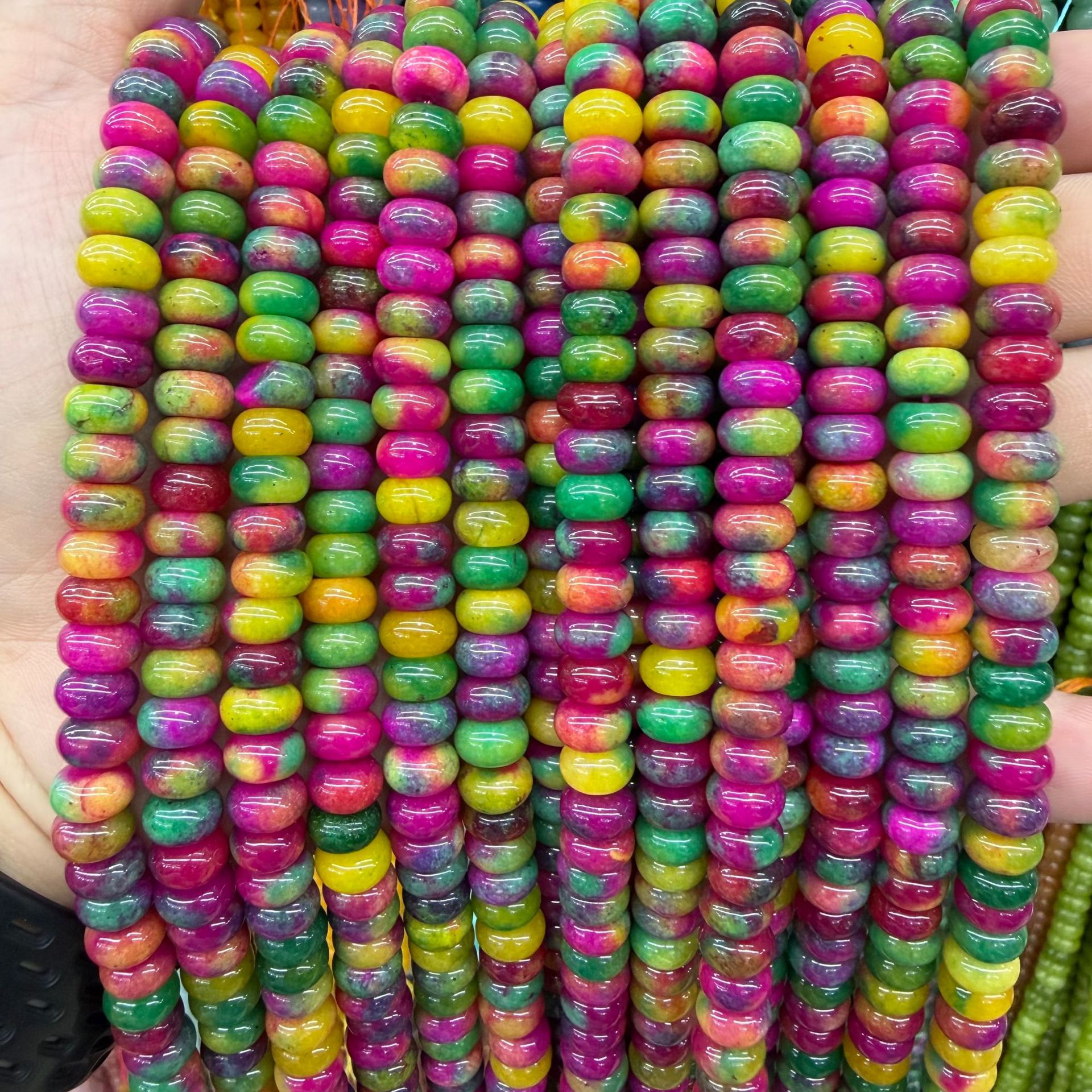 Pink, green, yellow