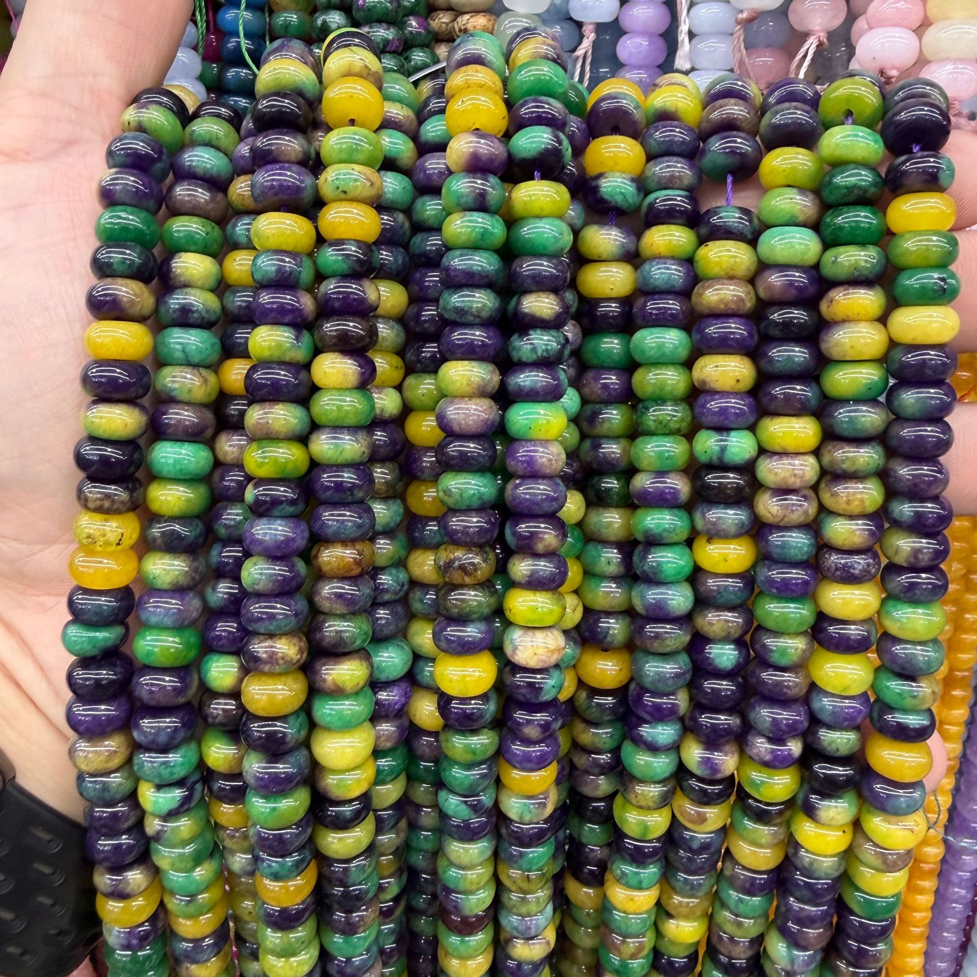 Green, purple, yellow