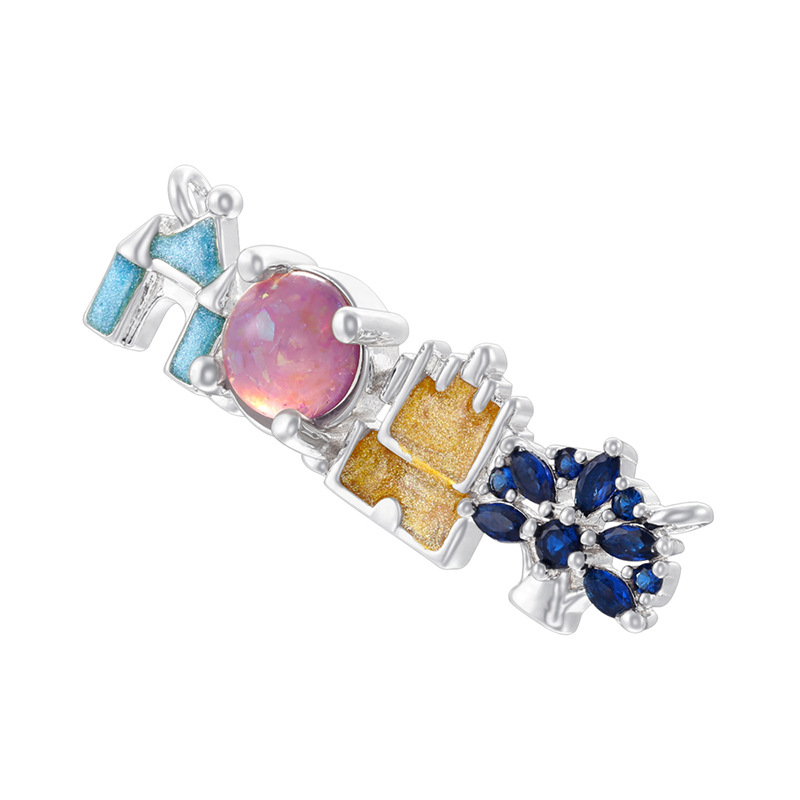 VD2507 white gold blue diamond blue oil dripping