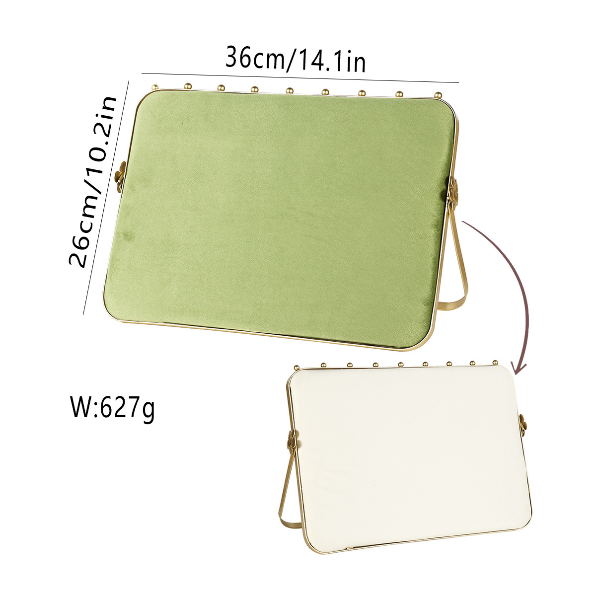 Beveled soft bag with support on both sides in beige green