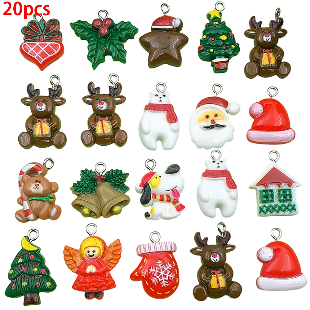 Sn1495 - random 20-piece resin christmas ornament set - 24.7g