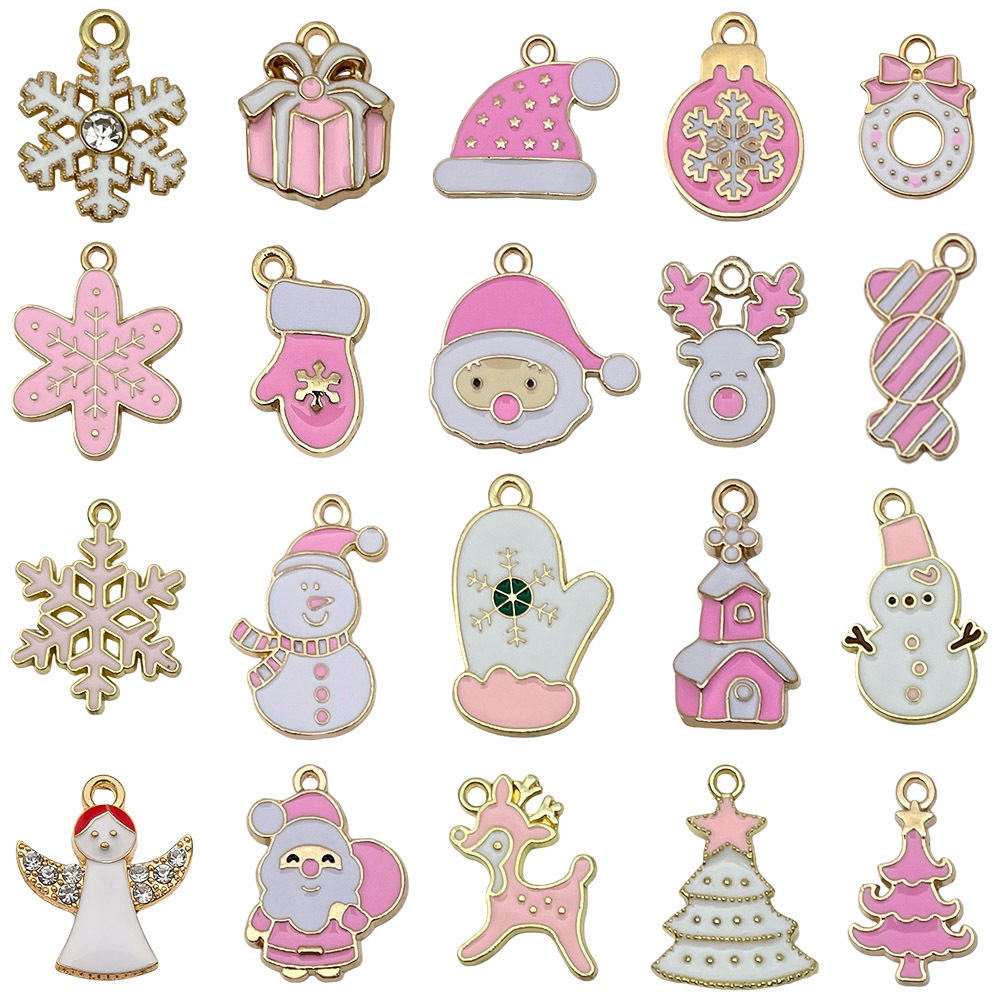Mixed 20 pieces of oil-dropping pink white christmas series - 20 styles each 1-25.7g - sn1585