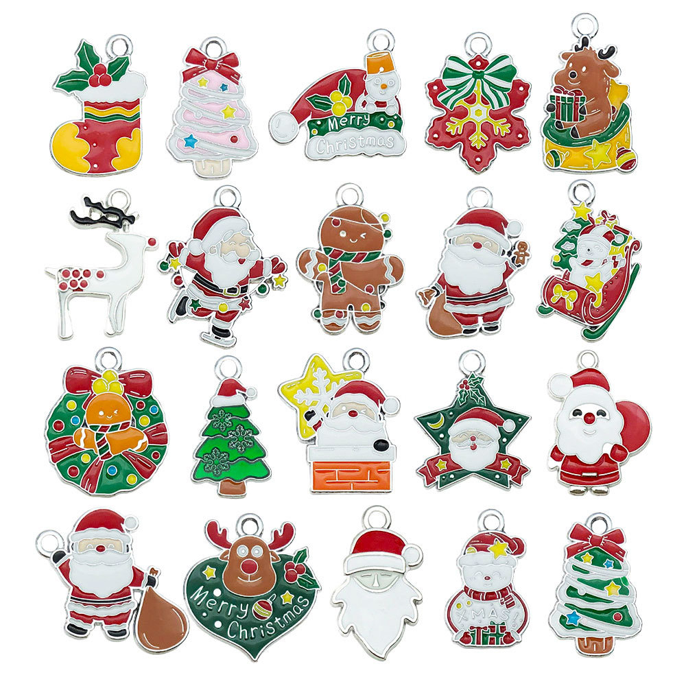 New mixed 20 pieces of dripping oil white k base christmas - 20 styles, 1 piece each - sn970