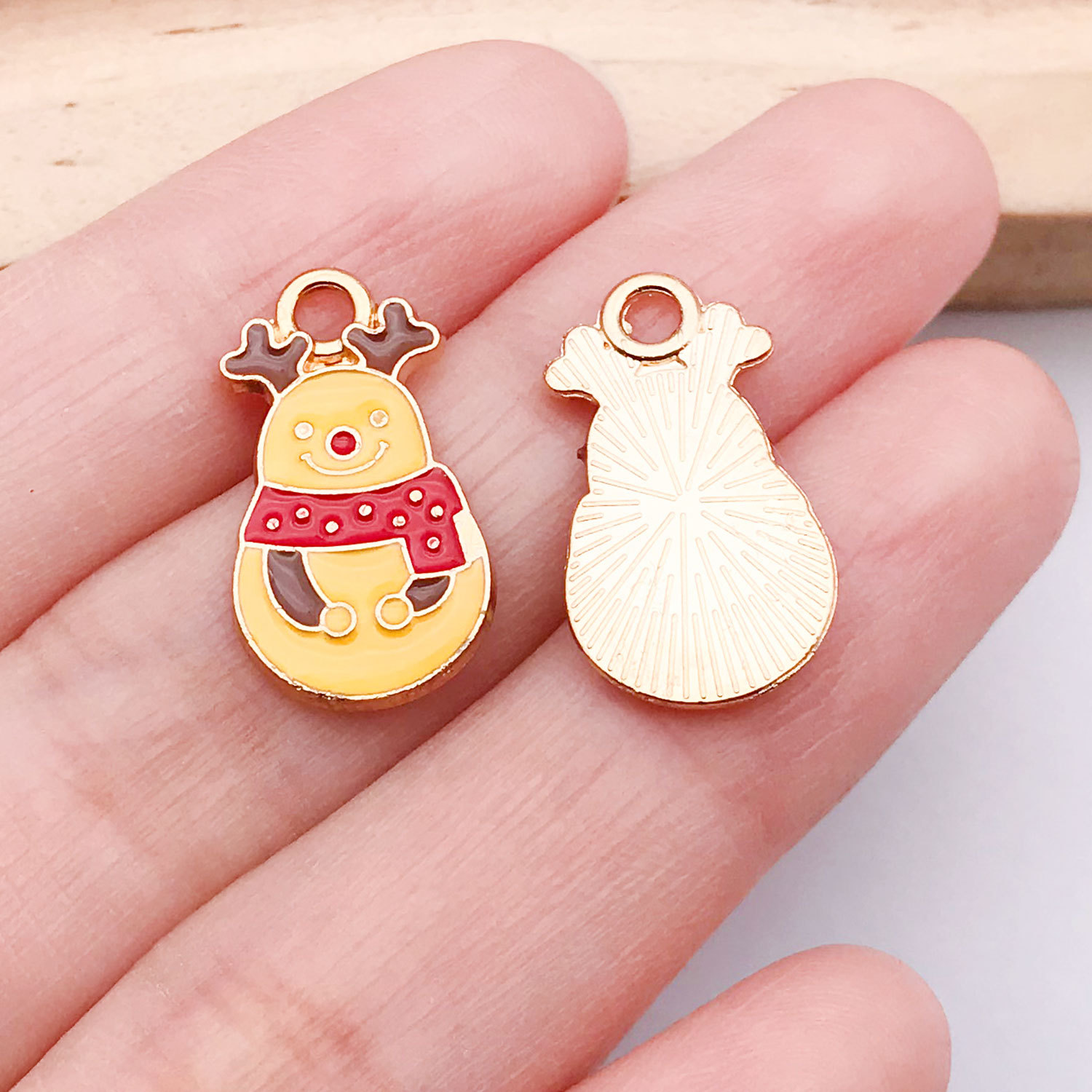 1 yellow christmas elk snowman 20x11mm-1g-21057