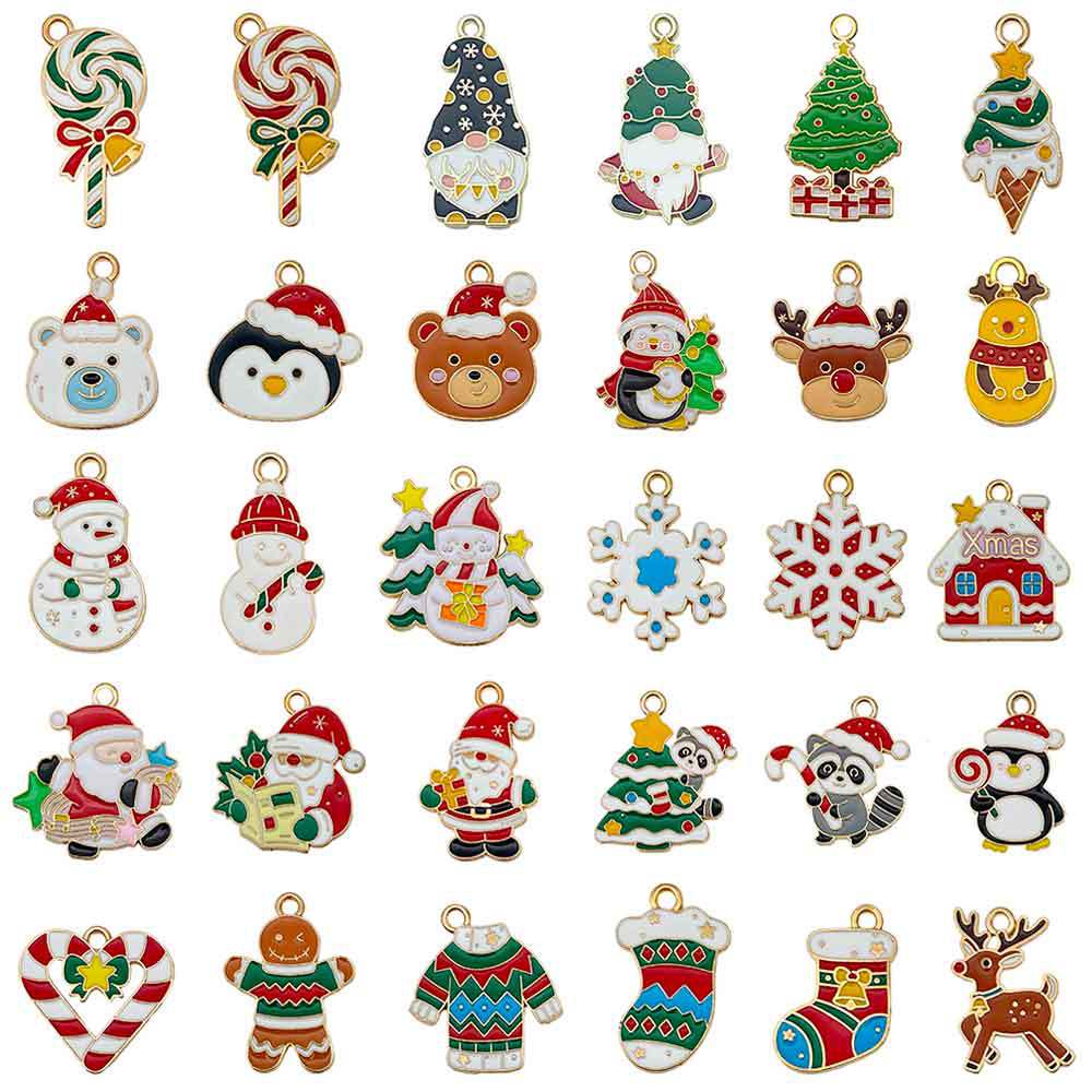 Mixed 30 oil-dropping christmas accessories - 30 styles each 1-46.45g - sn1615