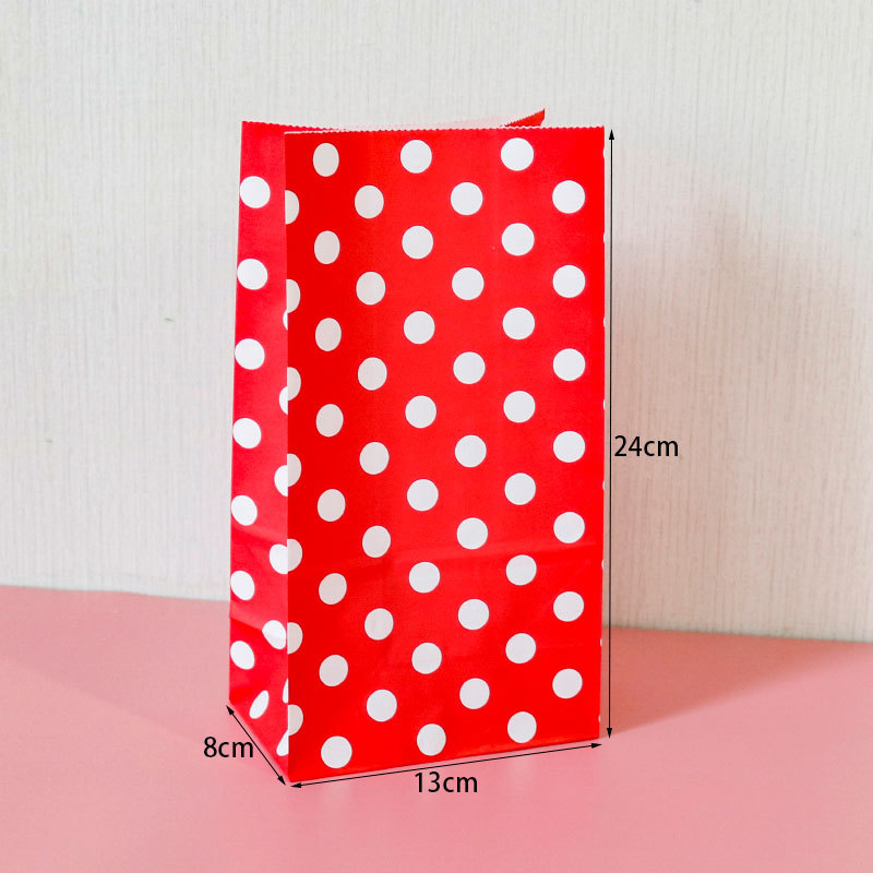 E3-11 red background with white dots; kraft paper; single paper bag: 24x13x8cm