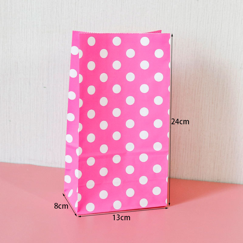 E3-12 rose red with white dots; kraft paper; single paper bag: 24x13x8cm