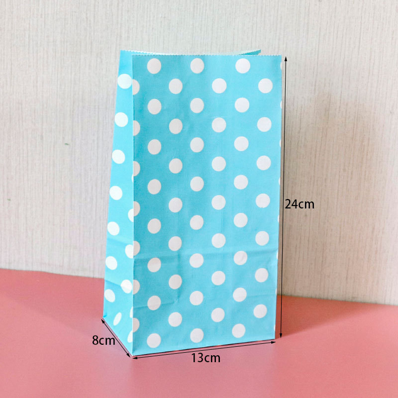 E3-16 light blue white dots; kraft paper; single paper bag: 24x13x8cm