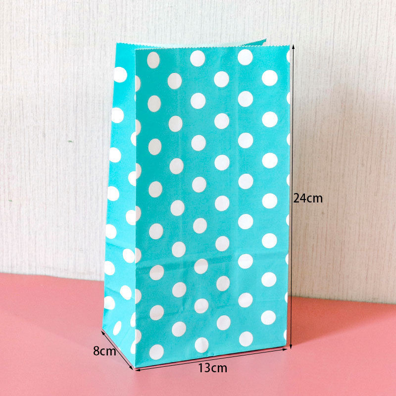 E3-20 blue-green background with white dots; kraft paper; single paper bag: 24x13x8cm