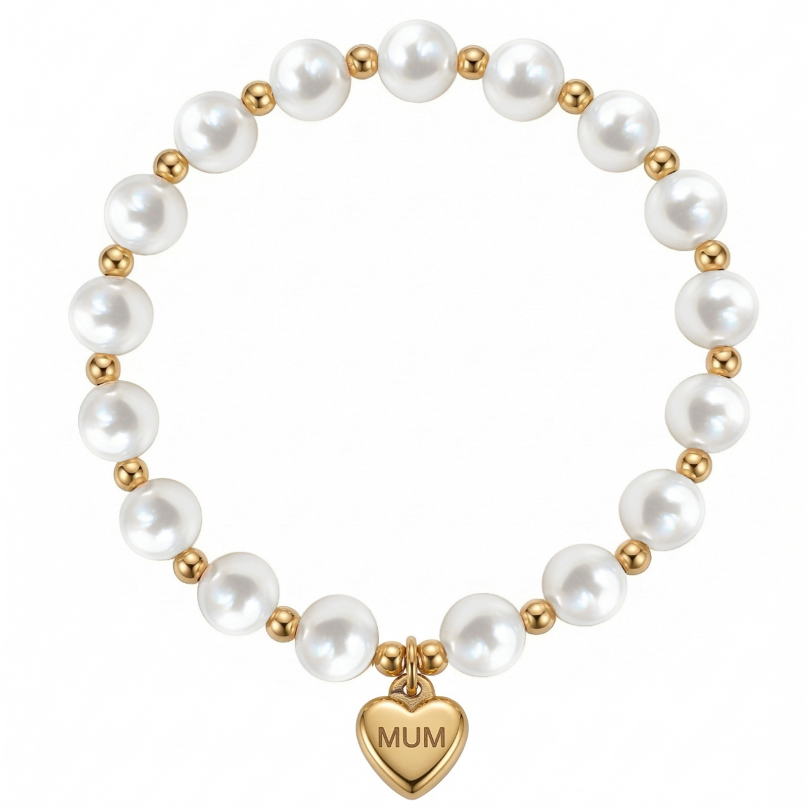 Mum love pendant pearl stitching gold bead bracelet