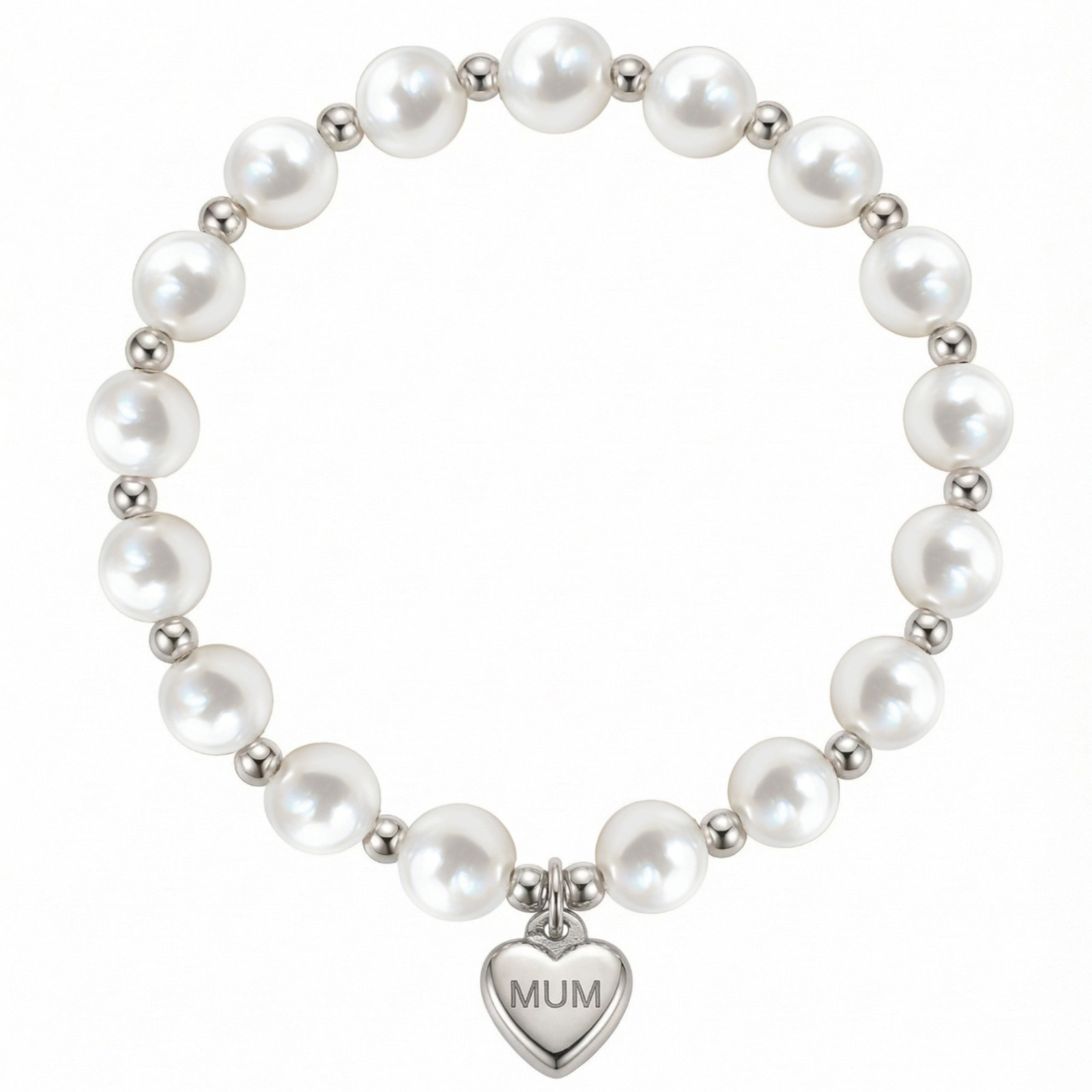 Mum love pendant pearl stitching steel ball bracelet