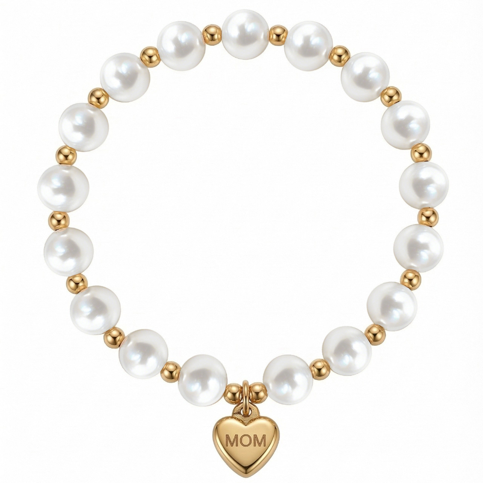 Mom love pendant pearl patchwork gold bead bracelet
