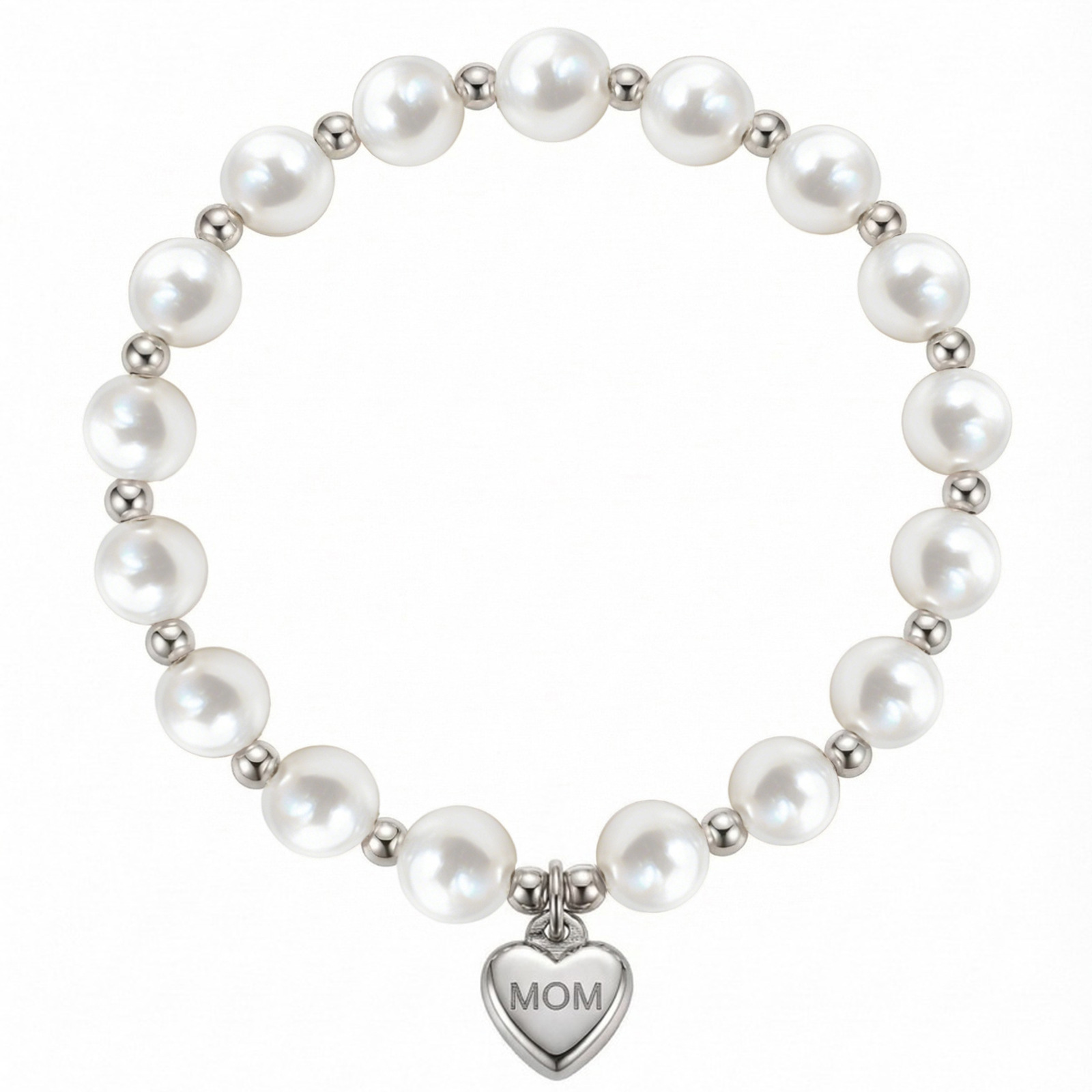 Mom love pendant pearl stitching steel ball bracelet
