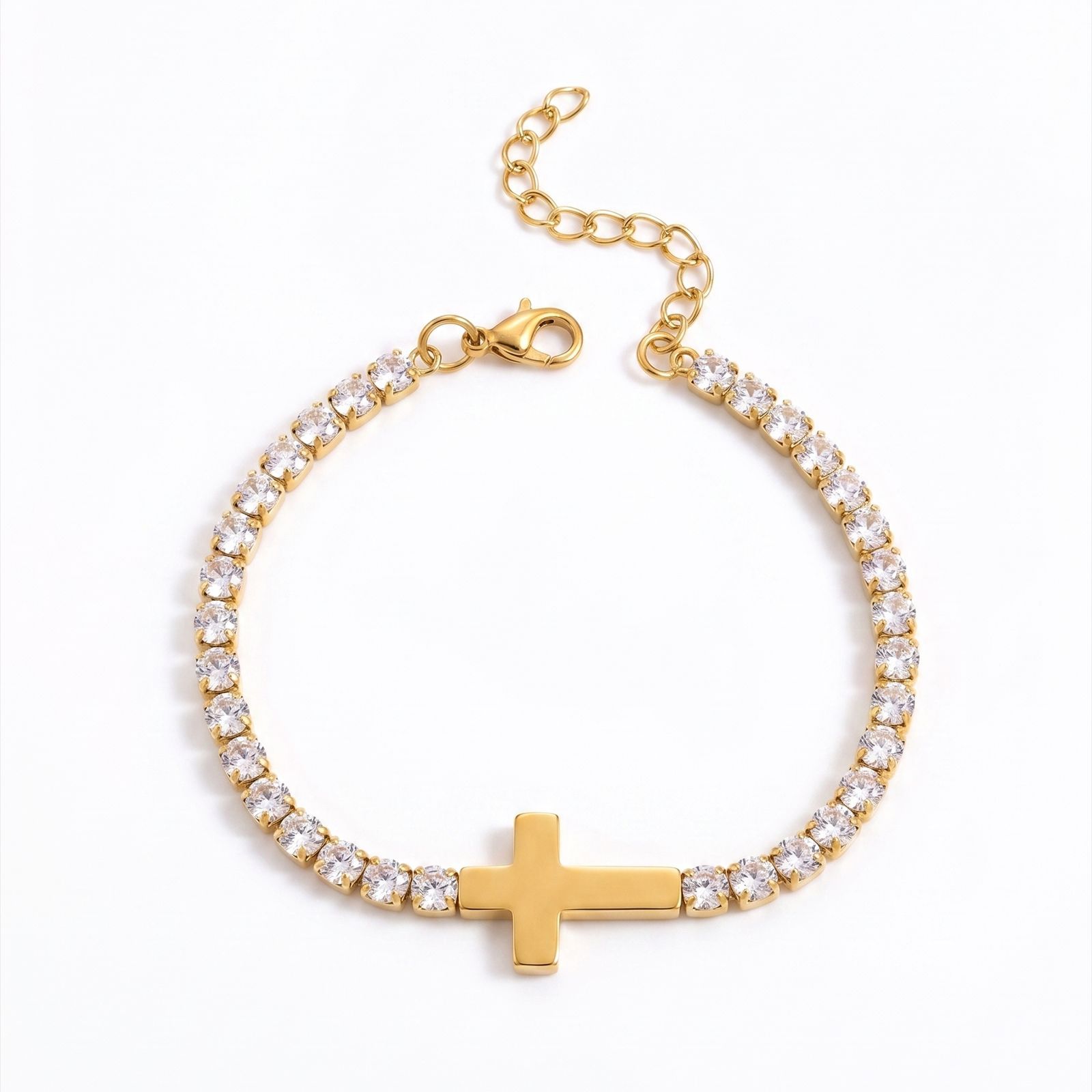 Cross diamond bracelet gold