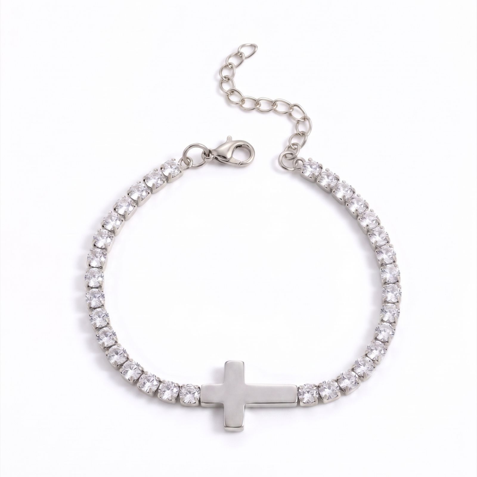 Silver cross diamond bracelet
